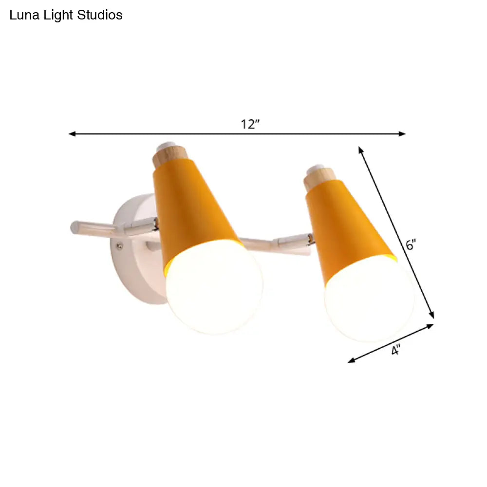 Nordic Stylish Metal Sweet Cone Sconce Light For Dining Room And Stair (2 Heads)