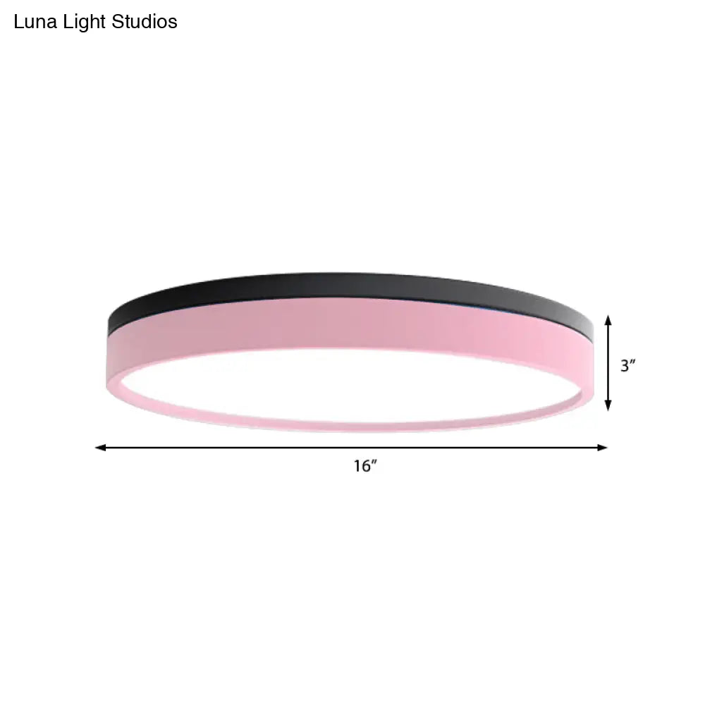 Nordic Tambour Led Ceiling Light In White With 12/16/19.5 Inch Diameter And Color Options