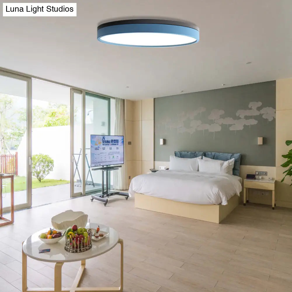 Nordic Tambour Led Ceiling Light In White With 12/16/19.5 Inch Diameter And Color Options