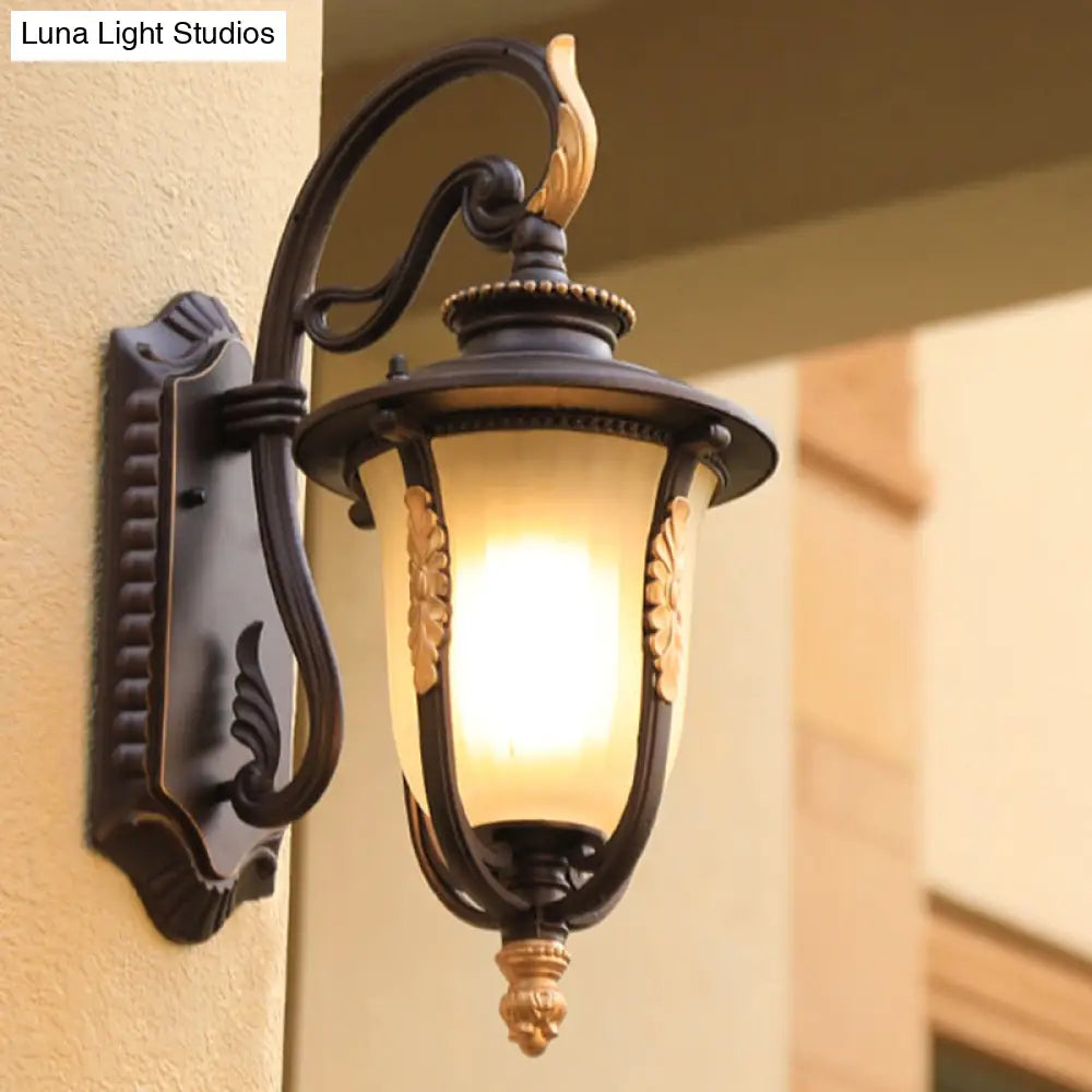 Opal Glass Bell Wall Lamp Traditional Sconce Light In Black