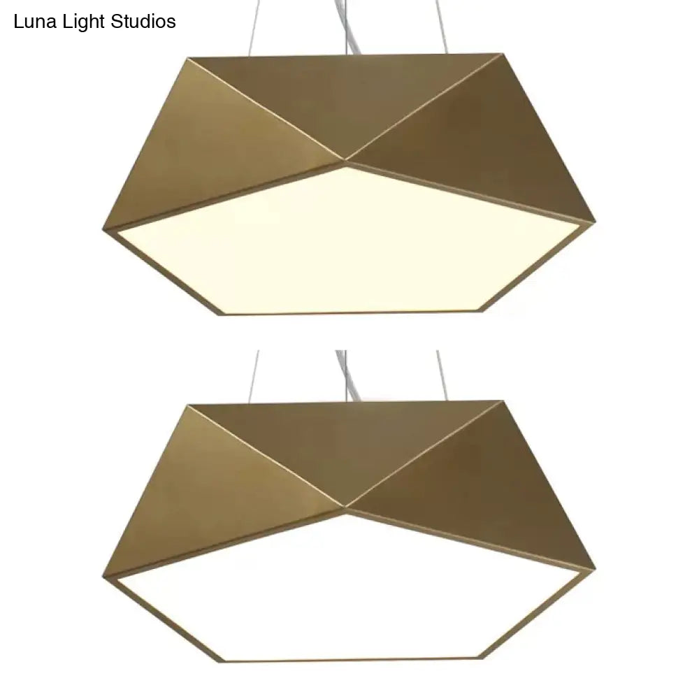 Pentagon Pendant Lighting Metal Ceiling Lamp Fixture With Led And Acrylic Diffuser