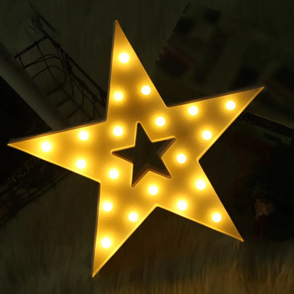 Pentastar Night Stand Lamp: Plastic Led Bedroom Lighting With Stylish Hollow-Out Design White