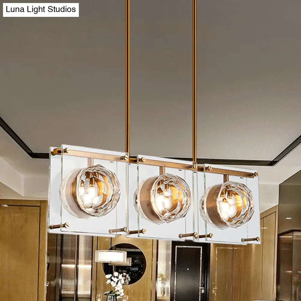 Postmodern Clear Crystal Gold Hanging Kitchen Island Light