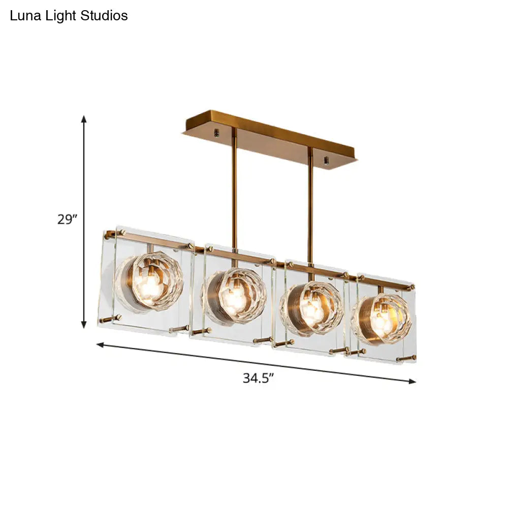 Postmodern Clear Crystal Gold Hanging Kitchen Island Light