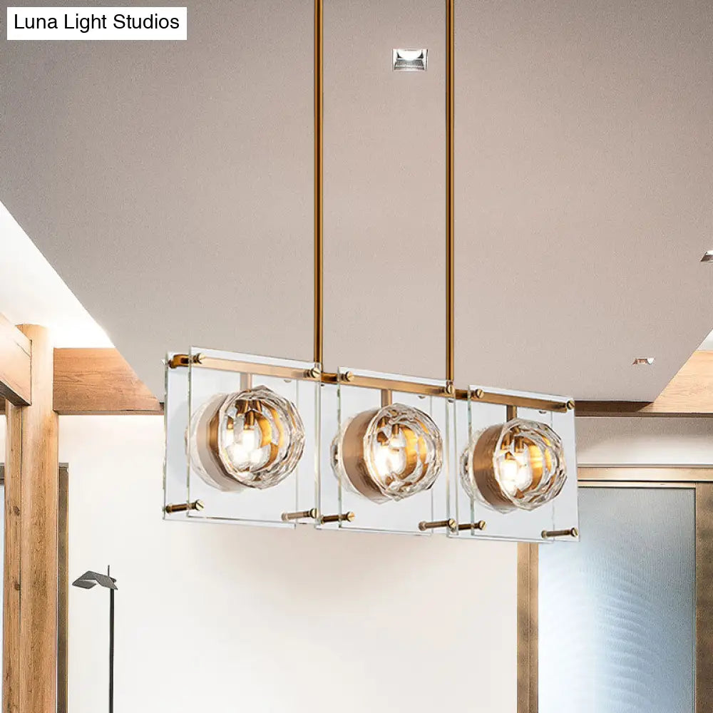 Postmodern Clear Crystal Gold Hanging Kitchen Island Light