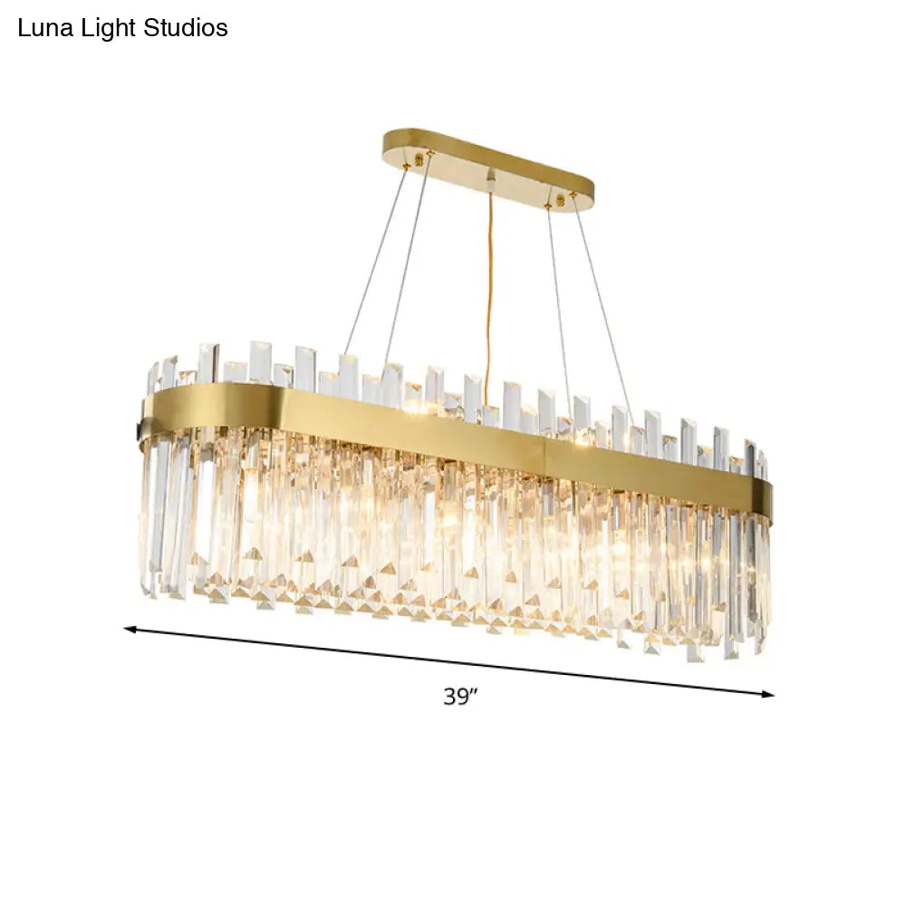 Postmodern Oval Island Lighting Fixture With Crystal Accents - 23 Head Ceiling Light