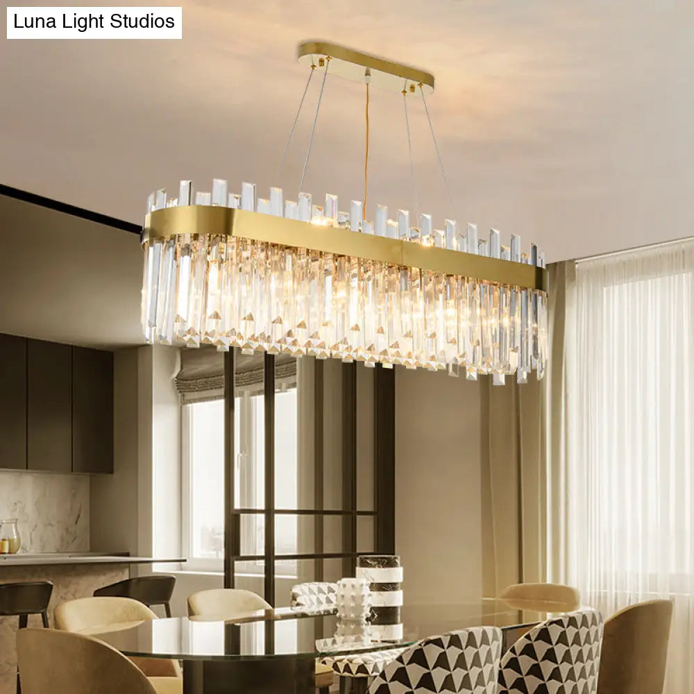 Postmodern Oval Island Lighting Fixture With Crystal Accents - 23 Head Ceiling Light
