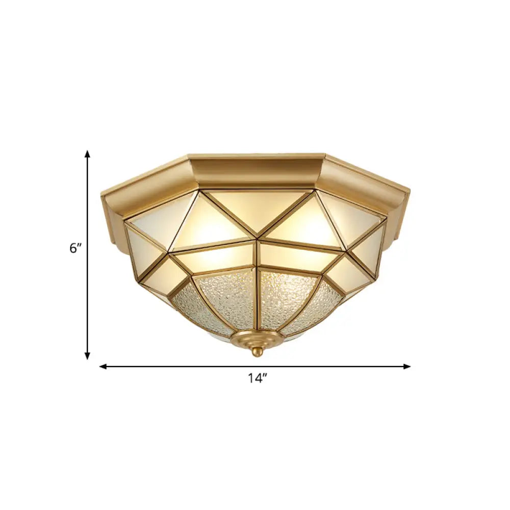 Prism Restaurant Flush Mount Light With Colonial Blown Opal Glass - 14/18 Sizes 3/4 Bulbs Brass