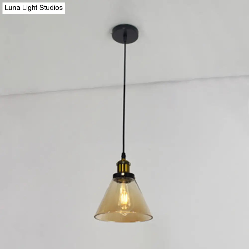 Retro Industrial Style Glass Ceiling Fixture - 1 Light For Restaurants