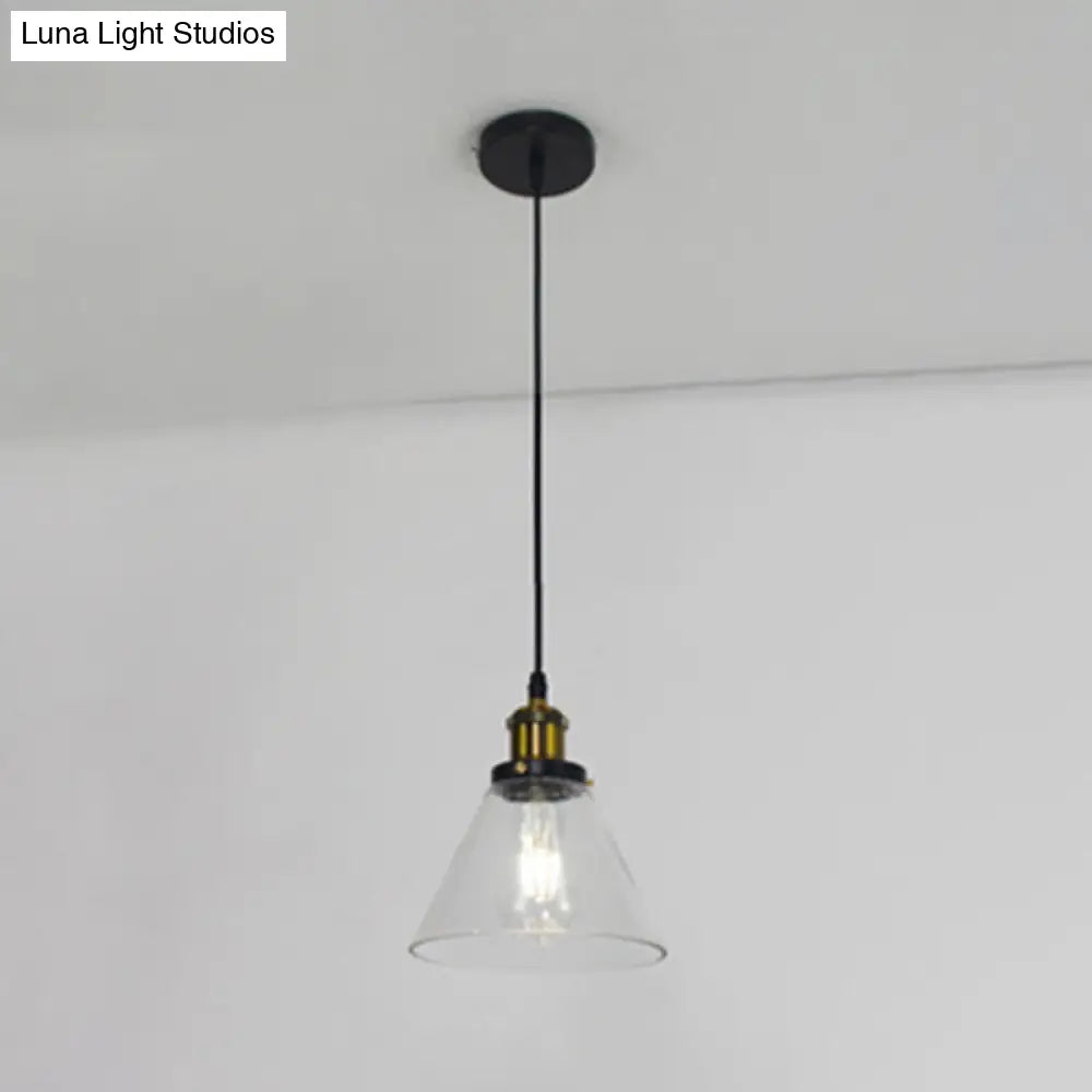 Retro Industrial Style Glass Ceiling Fixture - 1 Light For Restaurants