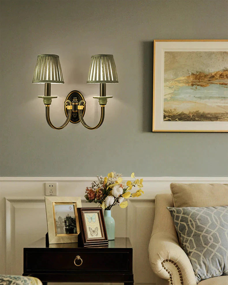 Retro-Stil Schlafzimmer Nachttischlampe Vollkupfer Wandleuchte