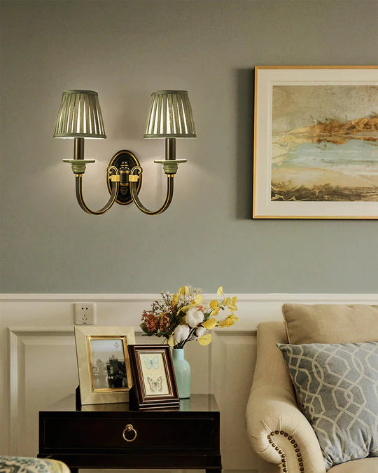 Retro-Stil Schlafzimmer Nachttischlampe Vollkupfer Wandleuchte