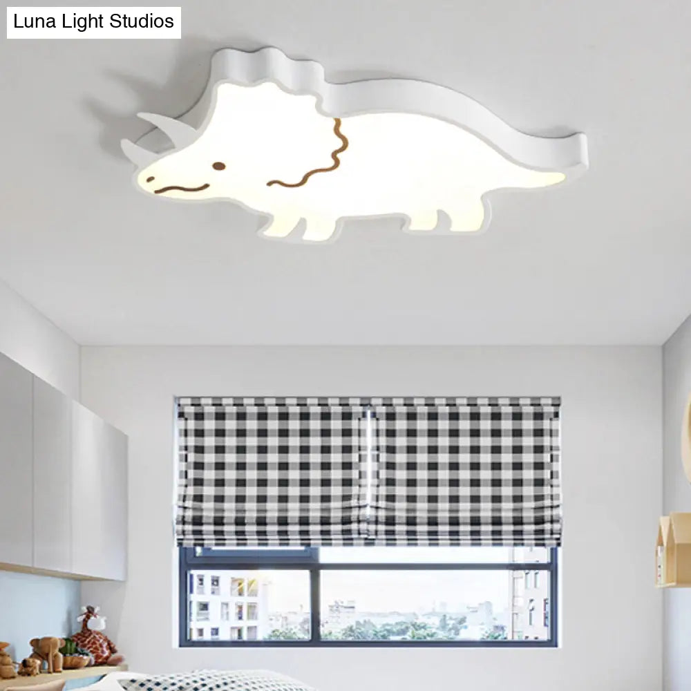 Roaring Fun: Dinosaur Design Led Flush Pendant Light For Kids Rooms White / Warm Ceiling