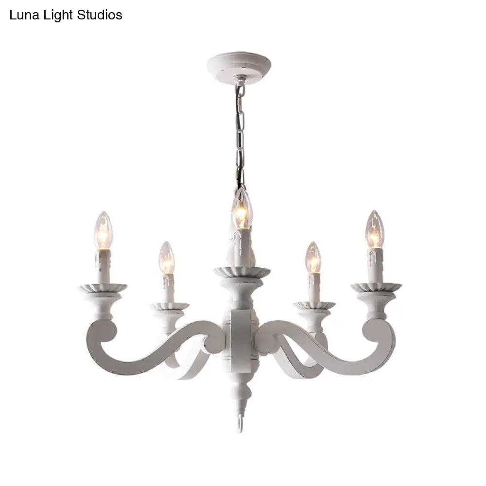 Rustic White Chandelier Pendant Light For Living Room - Elegant Wood Design