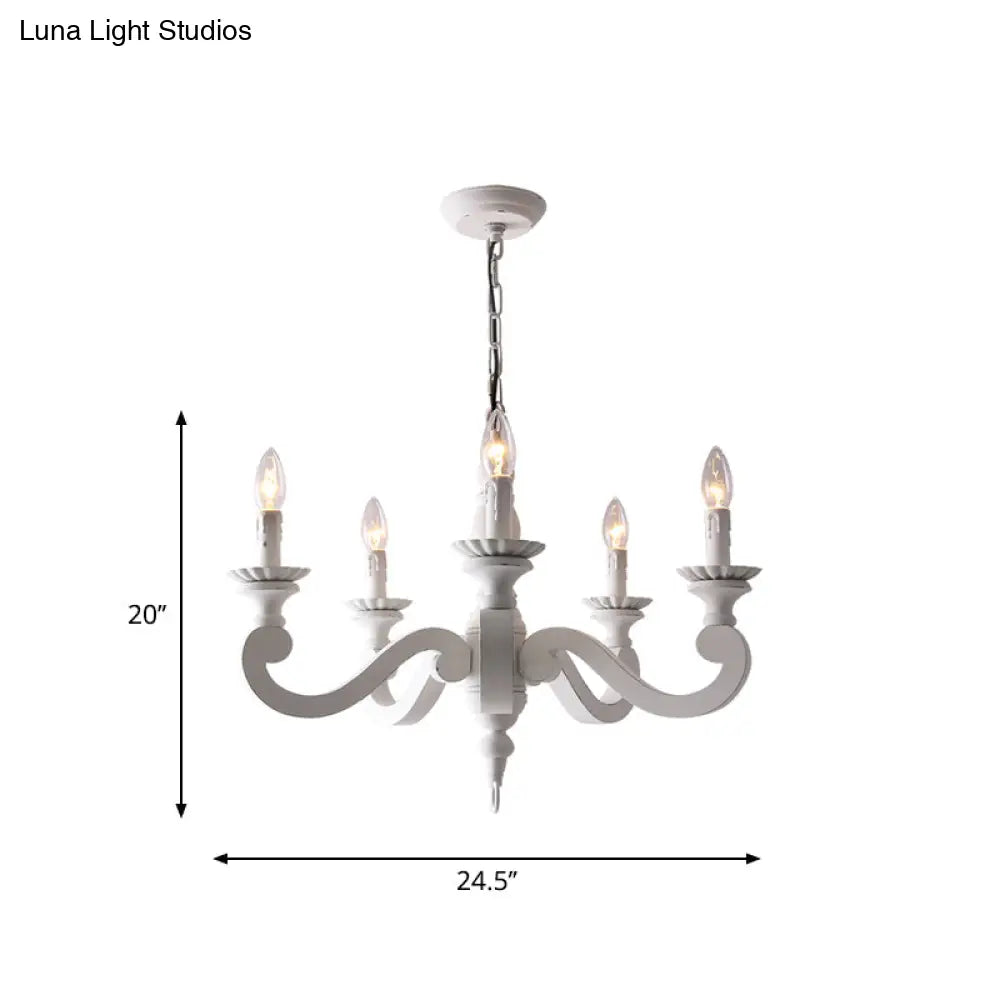 Rustic White Chandelier Pendant Light For Living Room - Elegant Wood Design