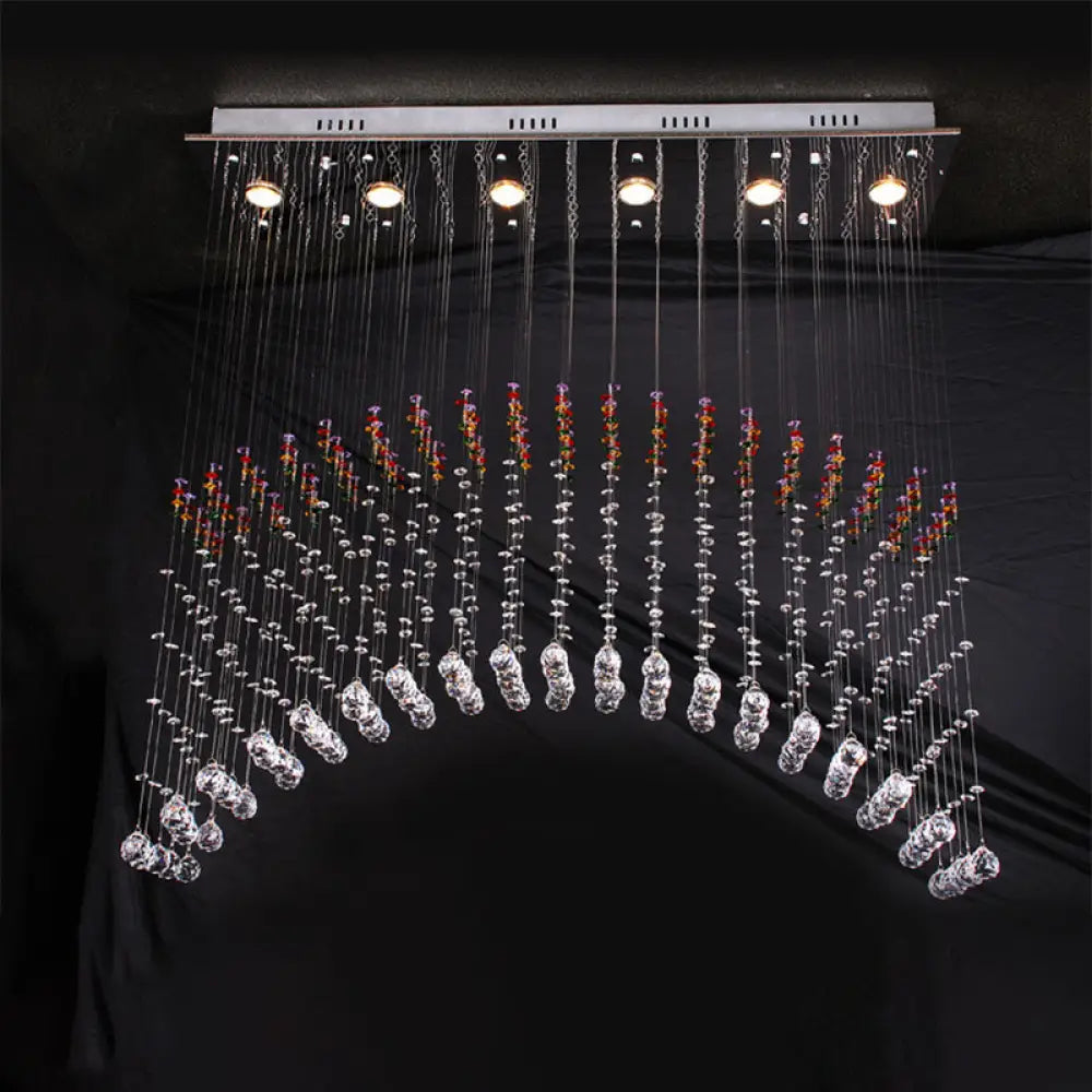 Satin Nickel Crystal Flush Mount Lighting - Perfect For Dining Room