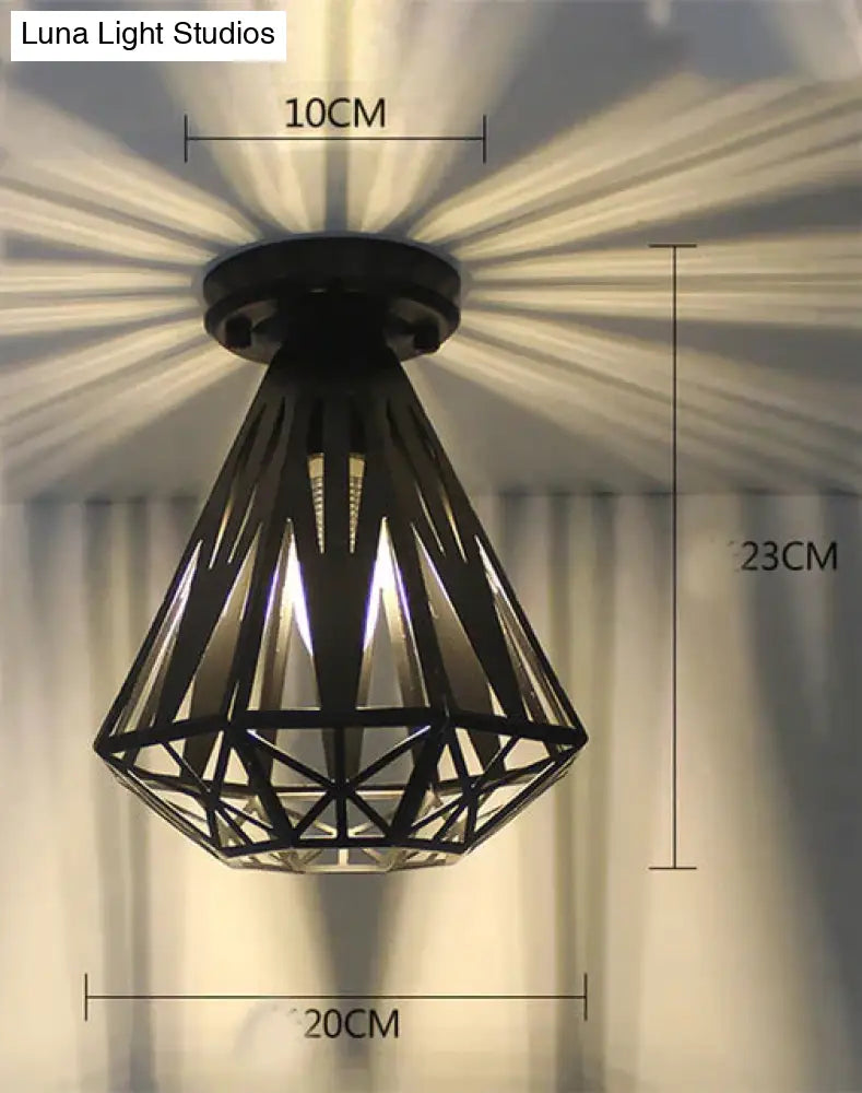 Scarlett Vintage Industrial Iron Cage Led Ceiling Lights Ceiling