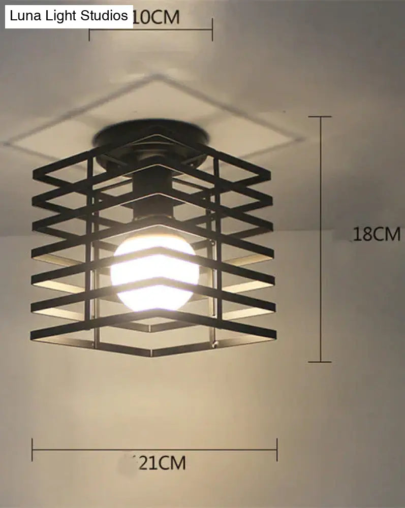 Scarlett Vintage Industrial Iron Cage Led Ceiling Lights Ceiling
