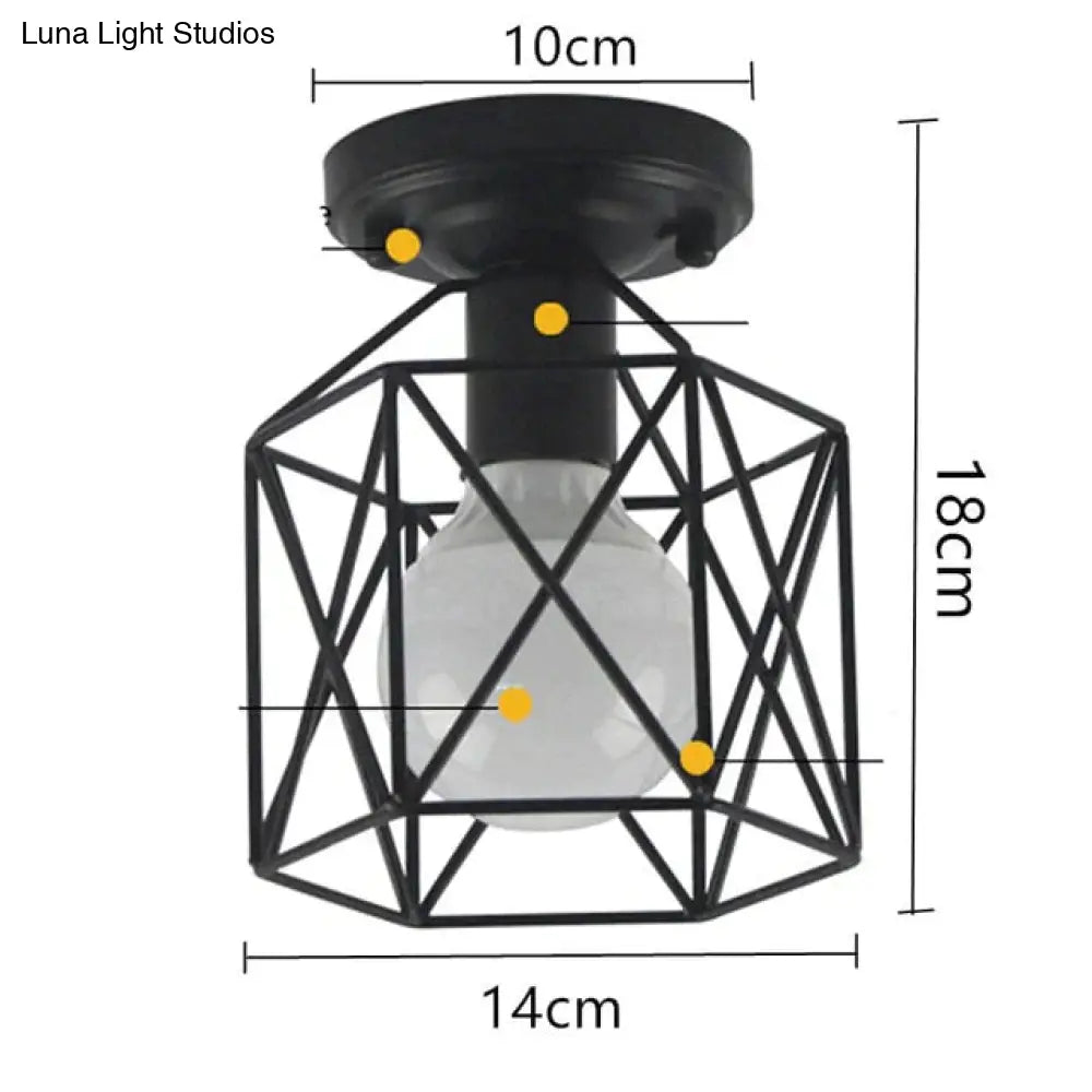 Scarlett Vintage Industrial Iron Cage Led Ceiling Lights Ceiling