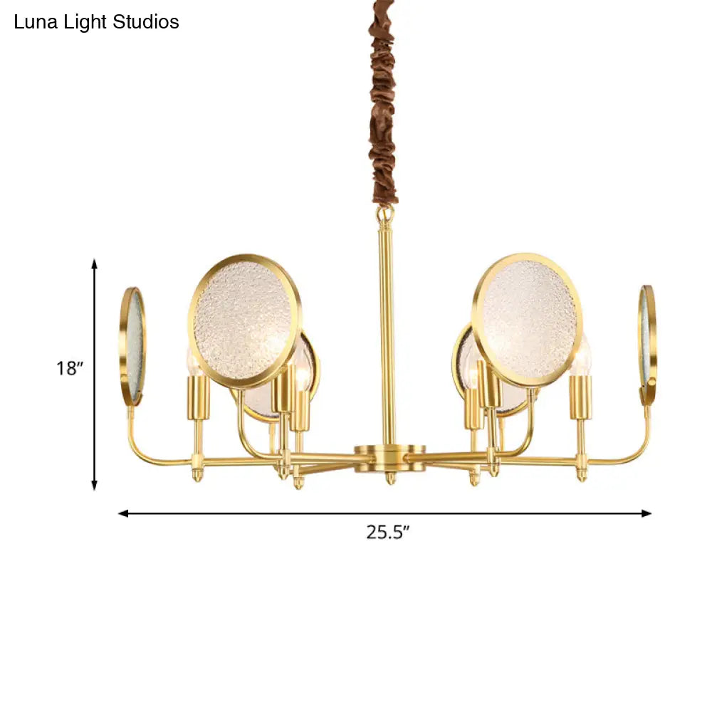 Seeded Glass Gold Chandelier - Colonial Down Lighting Pendant 6/8 Lights Ideal For Living Room