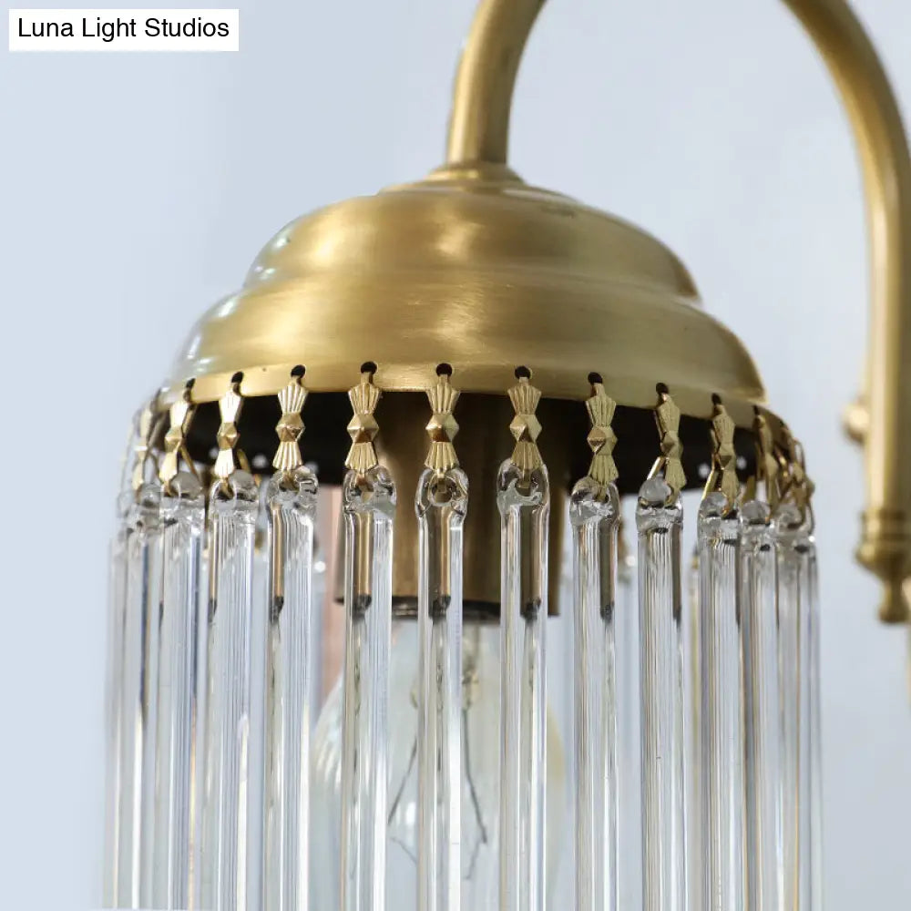 Simple Crystal Rod Wall Mount Light - Gold Sconce For Corridor