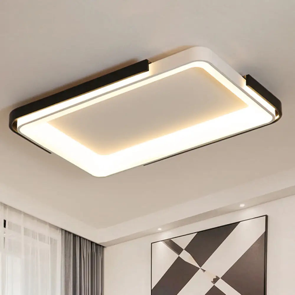 Simple Metal Led Flush Mount Light In White/Warm - Rectangular/Square Ceiling Fixture 18’/35.5’