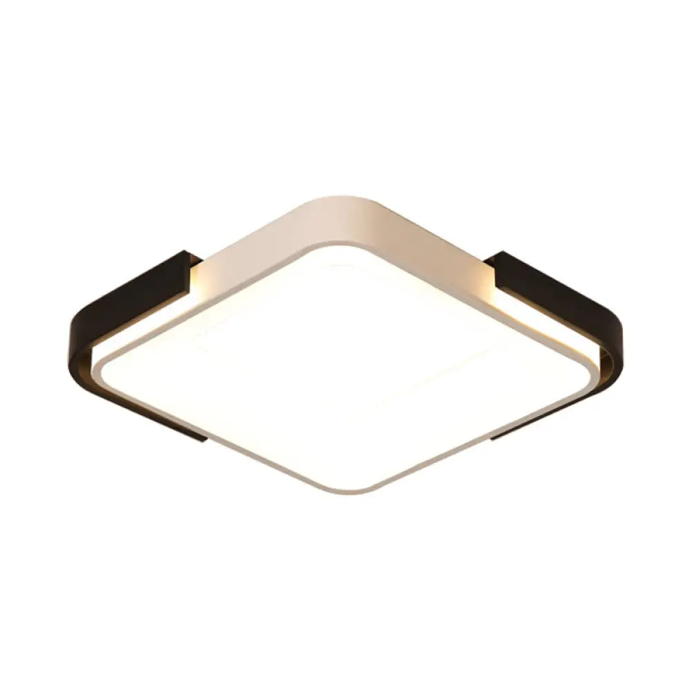 Simple Metal Led Flush Mount Light In White/Warm - Rectangular/Square Ceiling Fixture 18/35.5 Wide