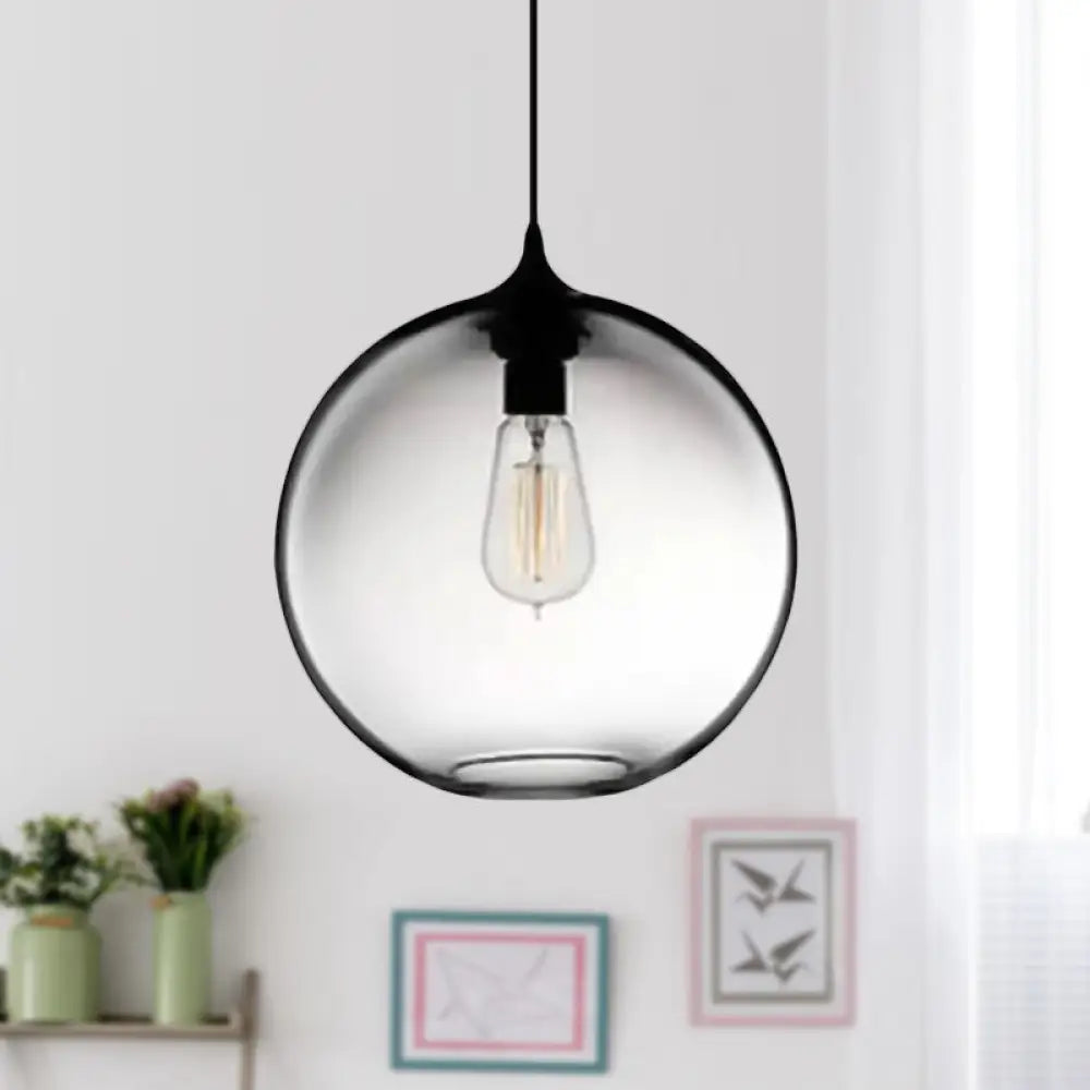 Simplicity Glass Globe Pendant Light - 1 Red/Brown/Clear Clear