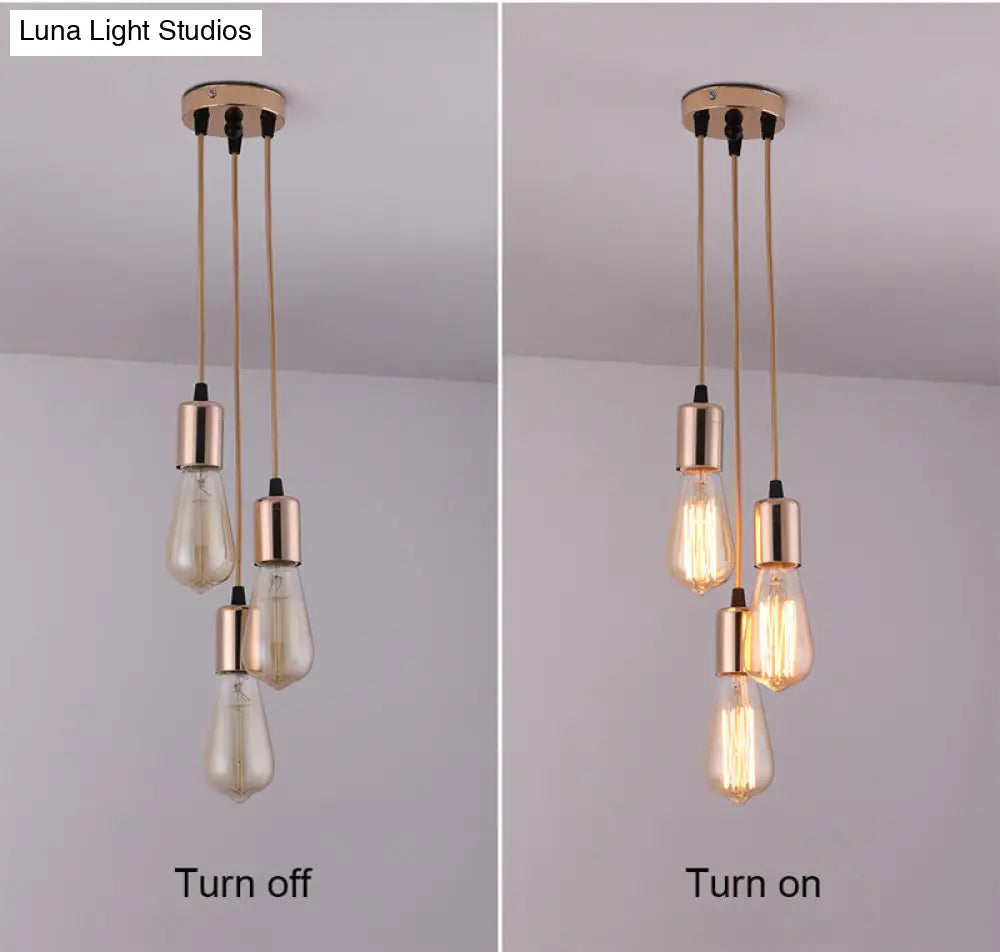 Simplicity Metal Pendant Ceiling Light - Exposed Bulb Downlighting For Restaurant Ambiance