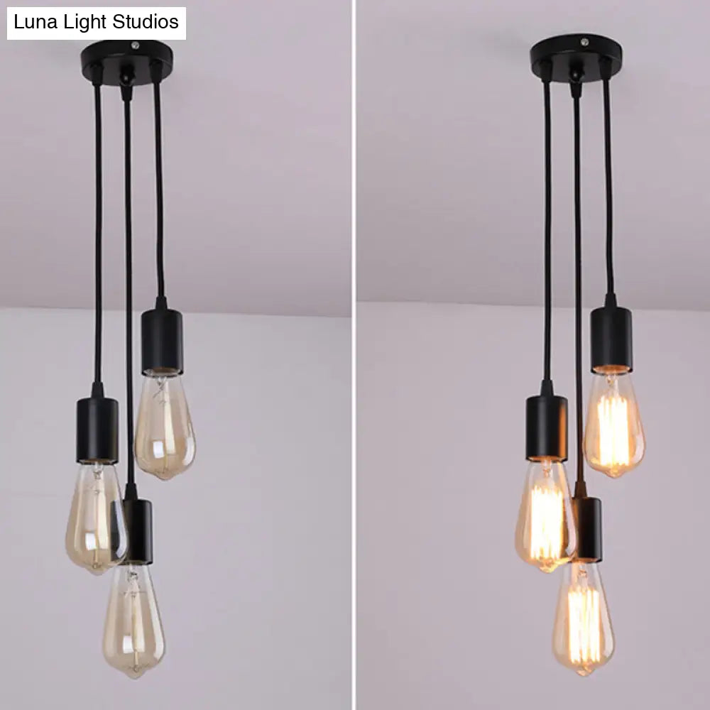 Simplicity Metal Pendant Ceiling Light - Exposed Bulb Downlighting For Restaurant Ambiance