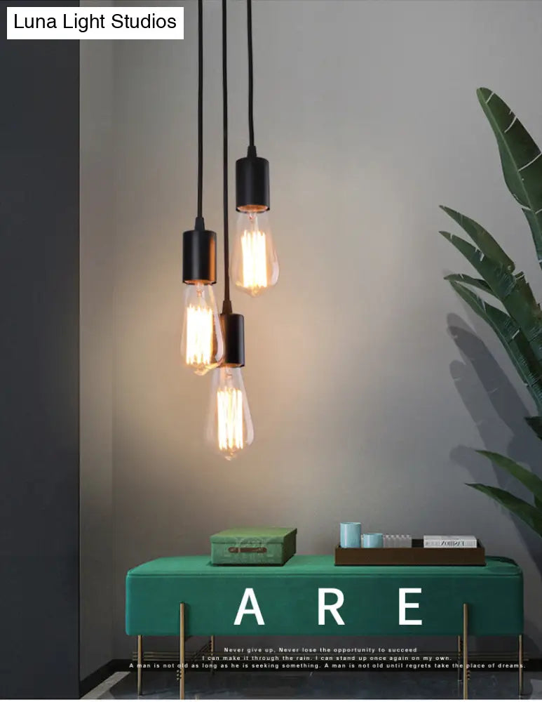 Simplicity Metal Pendant Ceiling Light - Exposed Bulb Downlighting For Restaurant Ambiance