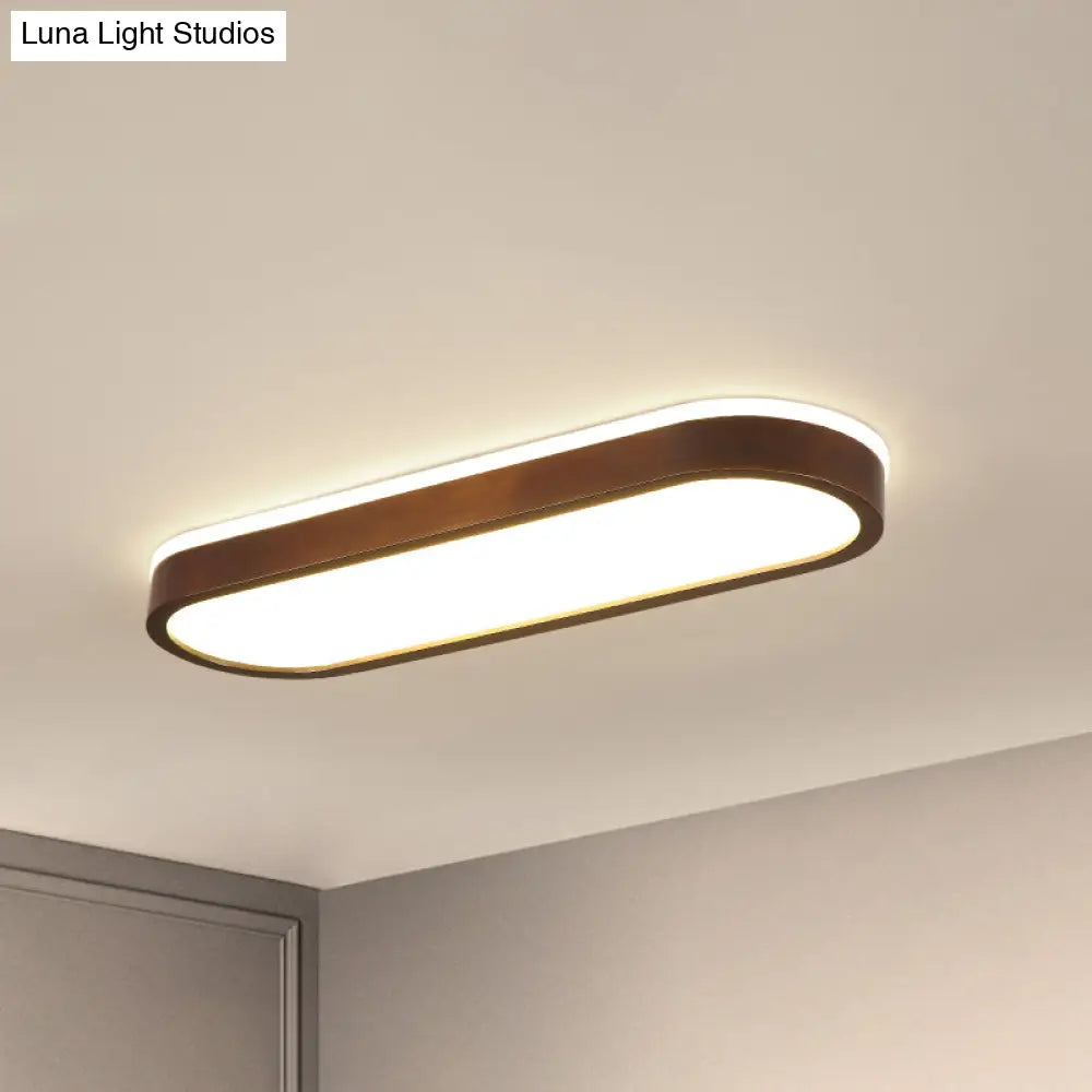 Simplicity Wooden Brown Led Ceiling Light For Aisle - Surface Mount / 25.5’ Double - Sided