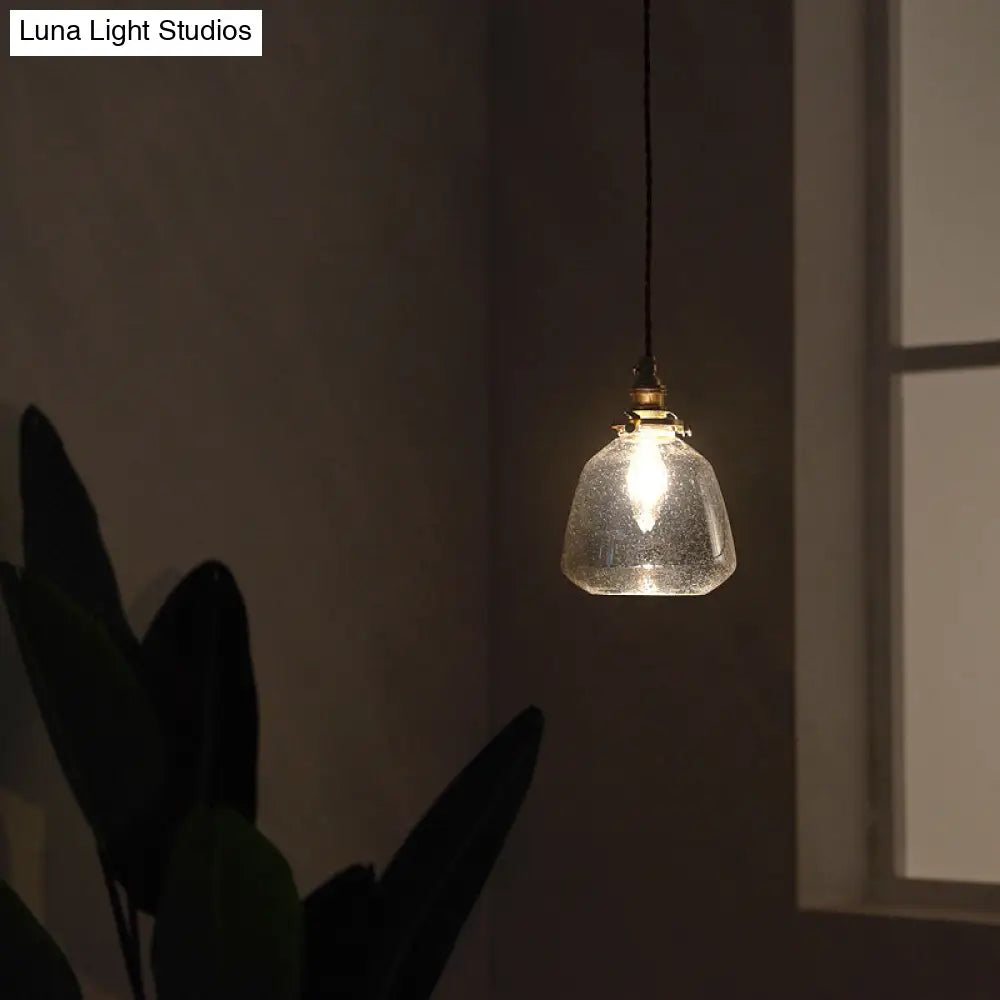 Sleek Bubbled Glass Pendant Light With Tapered Design - Perfect For Restaurants 1-Bulb Fixture