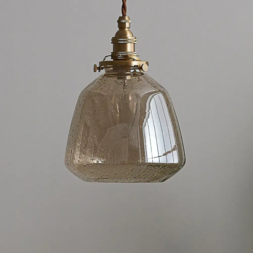 Sleek Bubbled Glass Pendant Light With Tapered Design - Perfect For Restaurants 1-Bulb Fixture