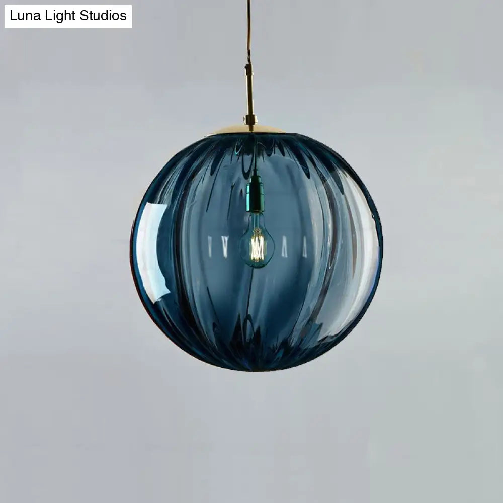 Sleek Ribbed Pendant Light: Modern Designer Hanging Lamp For Bedroom With 1 Light