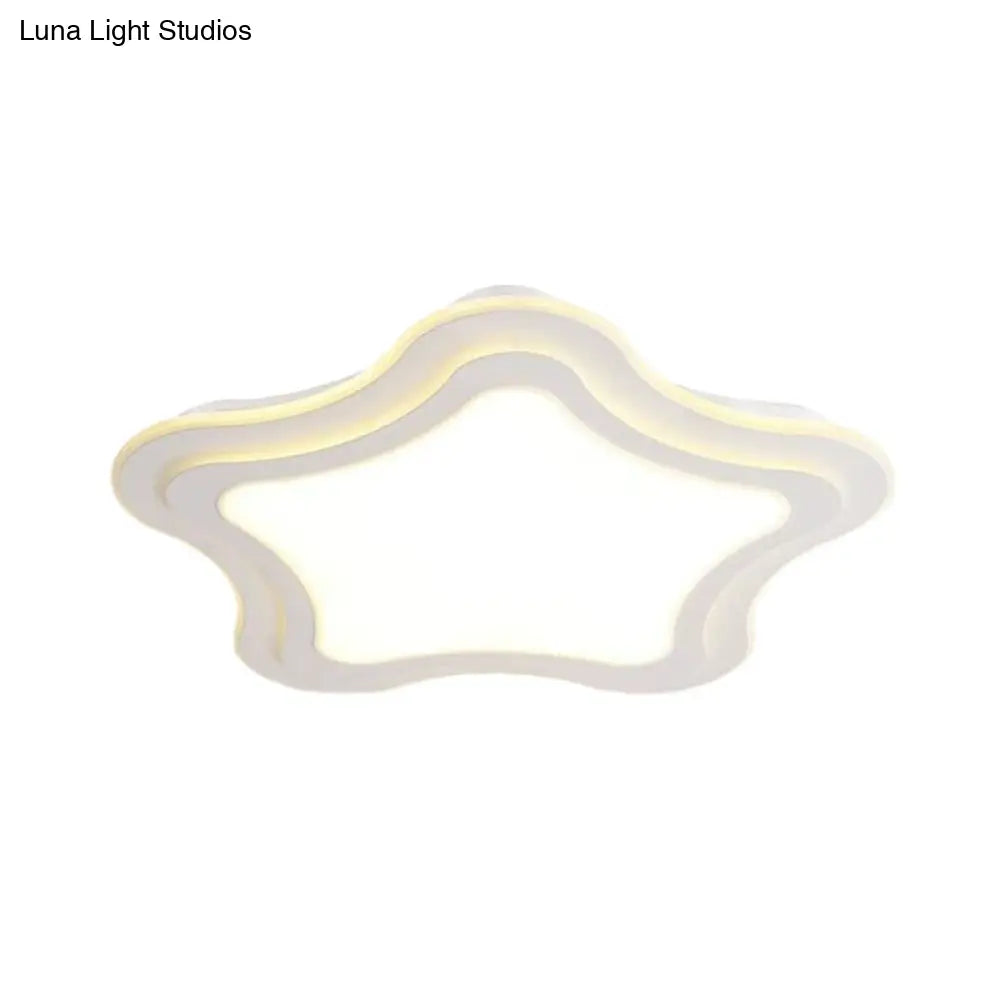 Sleek Star Led Flush Mount Ceiling Light For Bedroom - Simplicity Acrylic Design In White