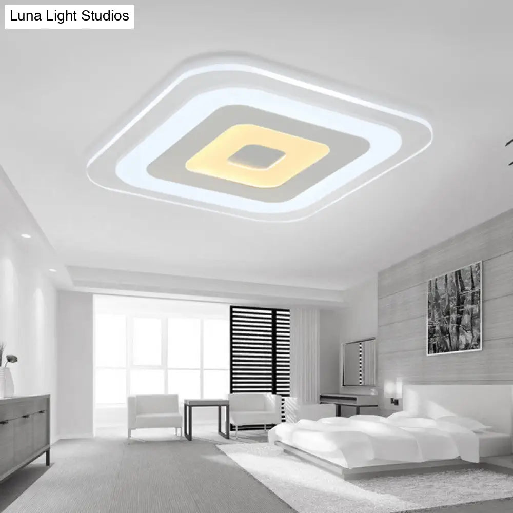 Sleek Surface Mounted Led Ceiling Light - Simplicity In White For Living Room / 8 Inner Outer Warm