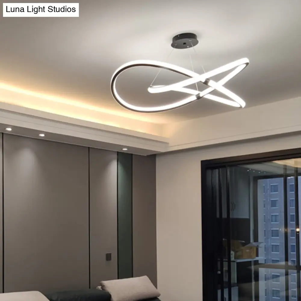 Sleek Twist Led Pendant Lamp: Minimalist Aluminum Chandelier For Living Room
