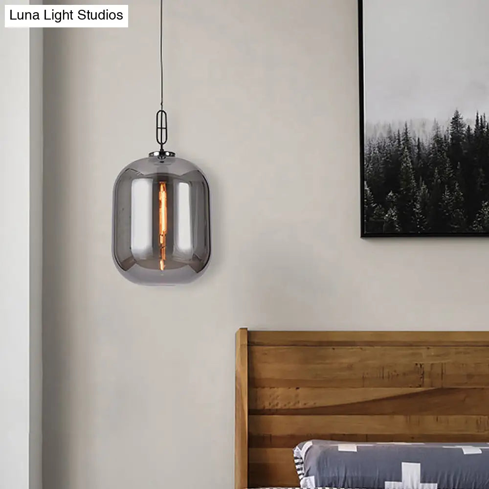 Smoke Gray/Cognac Glass Industrial Ceiling Pendant Lamp - 1 Head 10’/14’ Wide