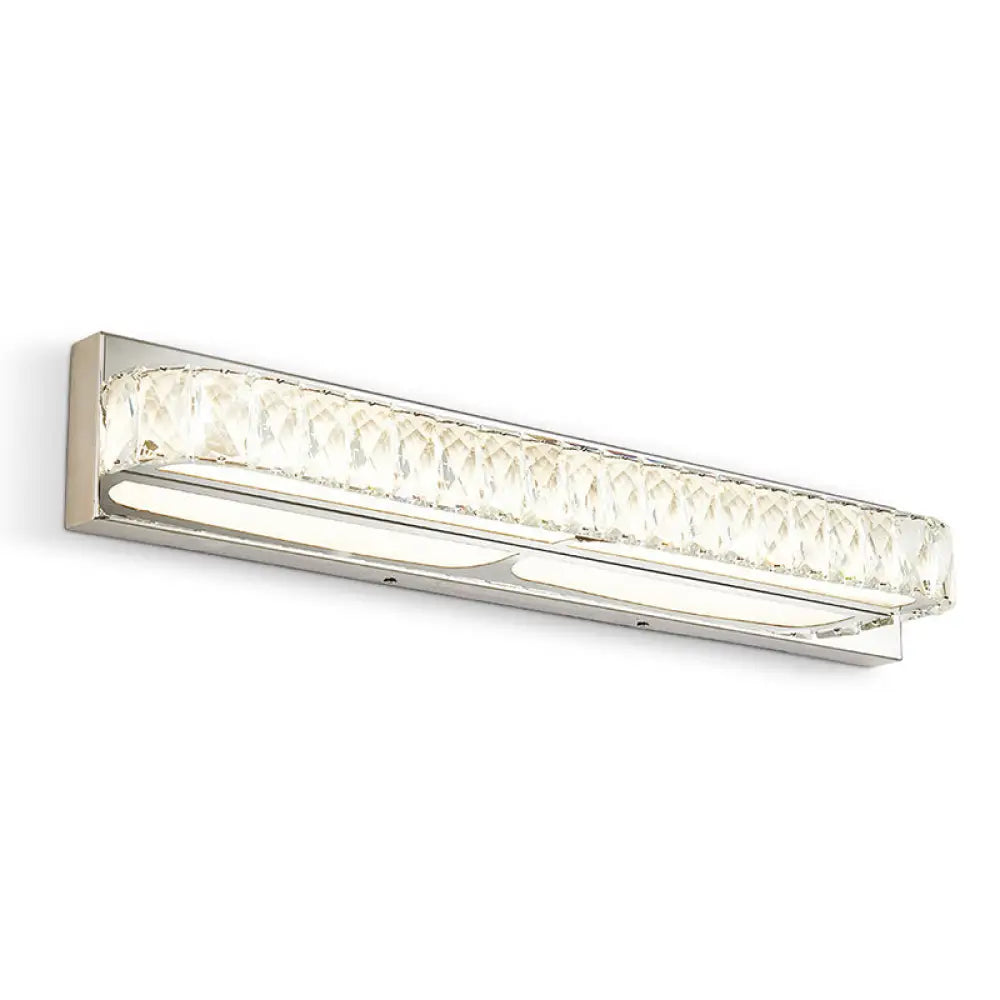 Stainless Steel Bathroom Vanity Sconces With Crystal Embedded Mirror Lights Silver