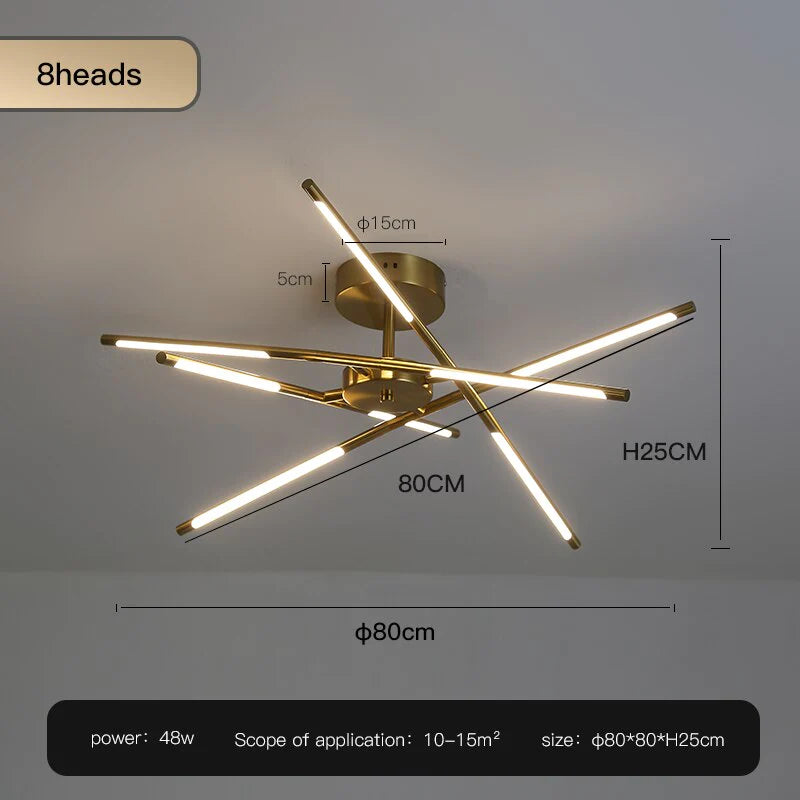 Starbeam - Modern Chandelier C-Golden-8 Heads / Warm Light