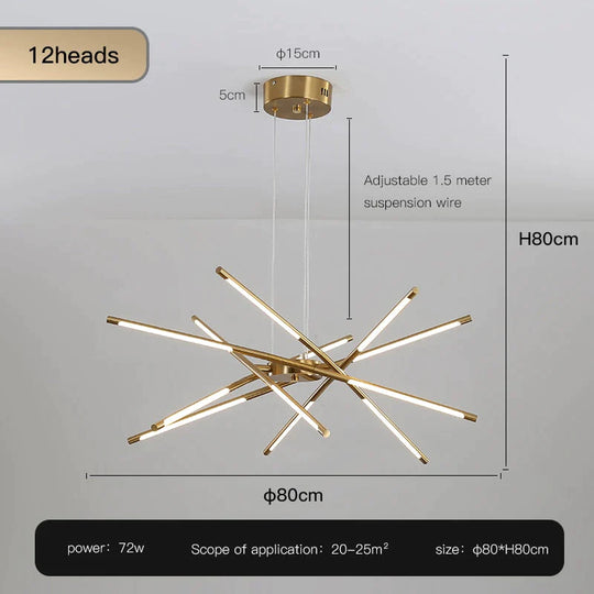 Starbeam Modern Chandelier D Golden 12 heads / Warm light