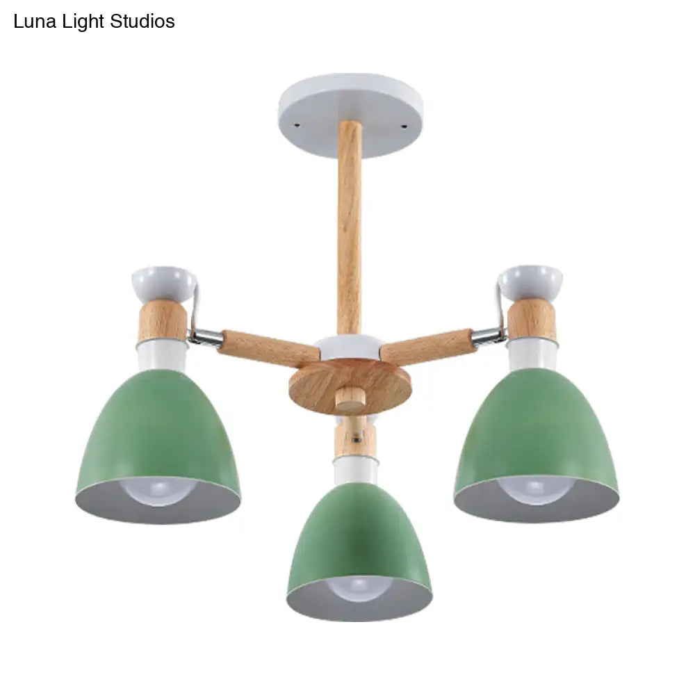 Study Room Ceiling Mount Light - Domed Metal Lamp With 3 Macaron Lights