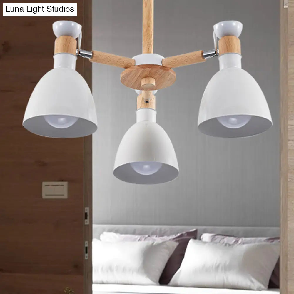 Study Room Ceiling Mount Light - Domed Metal Lamp With 3 Macaron Lights