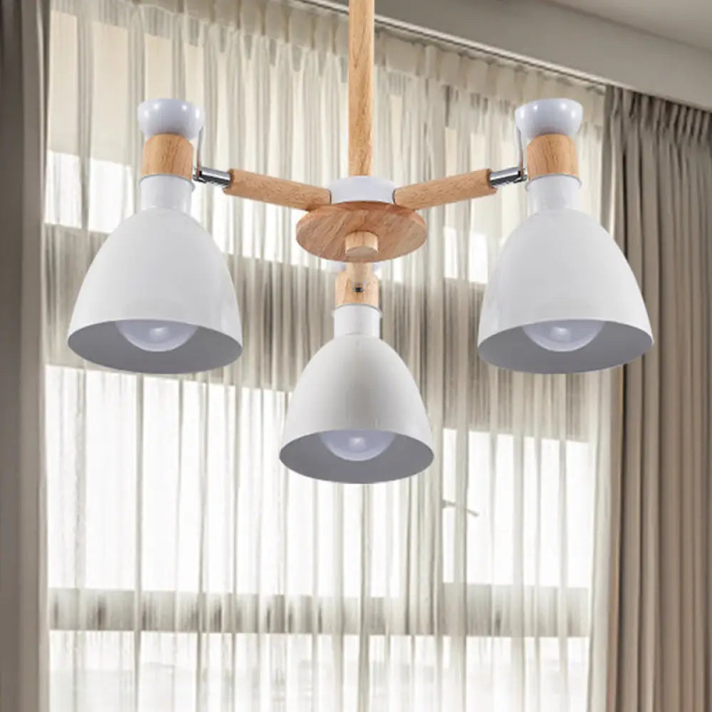 Study Room Ceiling Mount Light - Domed Metal Lamp With 3 Macaron Lights White