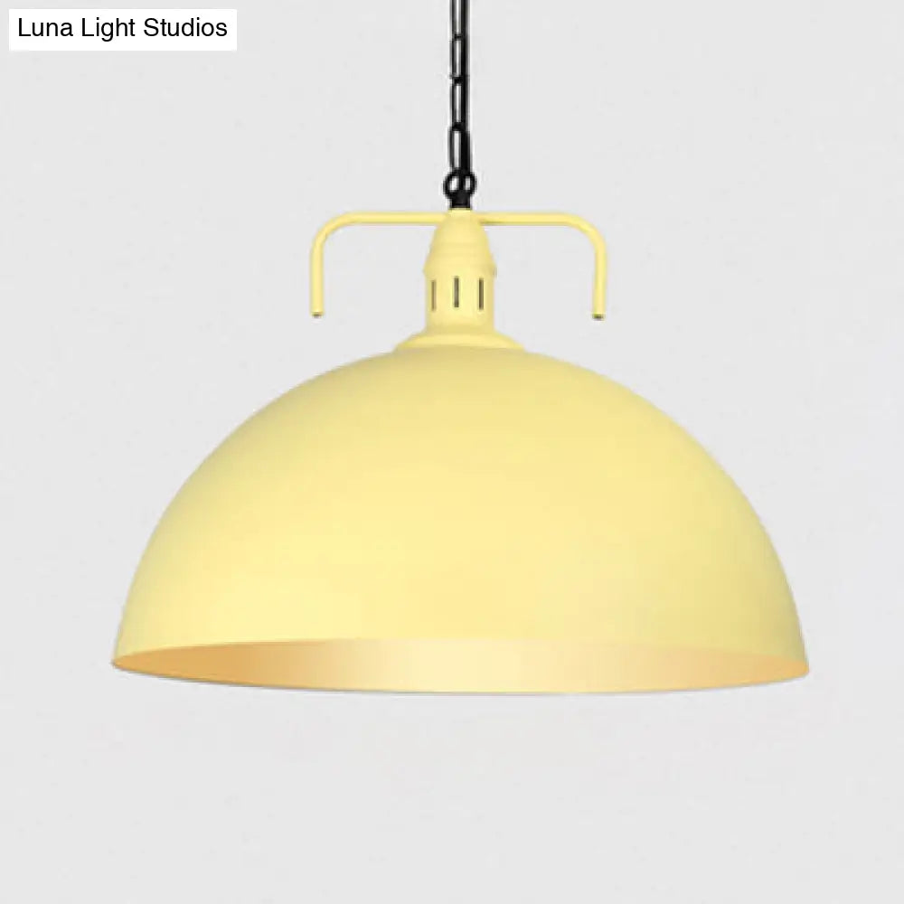 Stylish 1-Light Metal Pendant Light In Dark Blue - Domed Ceiling Fixture For Living Room (8 Or 10