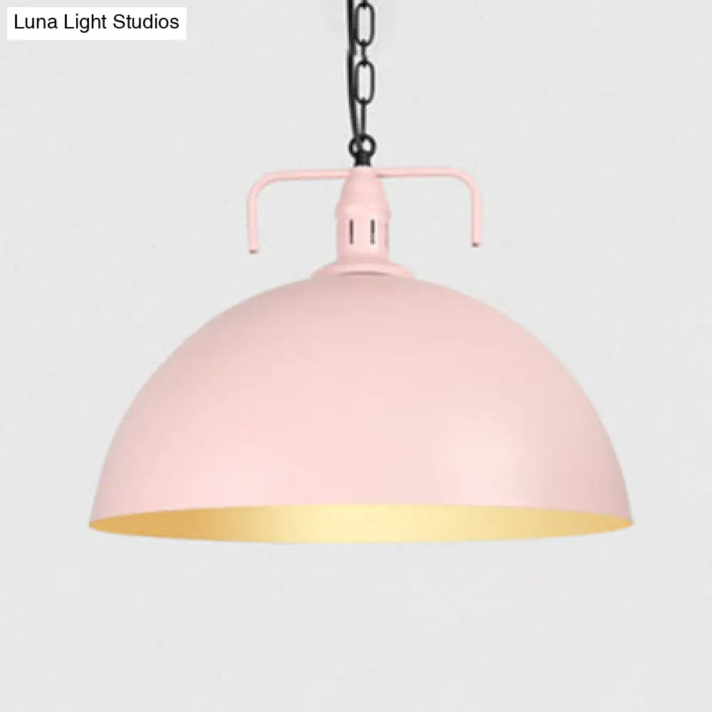 Stylish 1-Light Metal Pendant Light In Dark Blue - Domed Ceiling Fixture For Living Room (8 Or 10