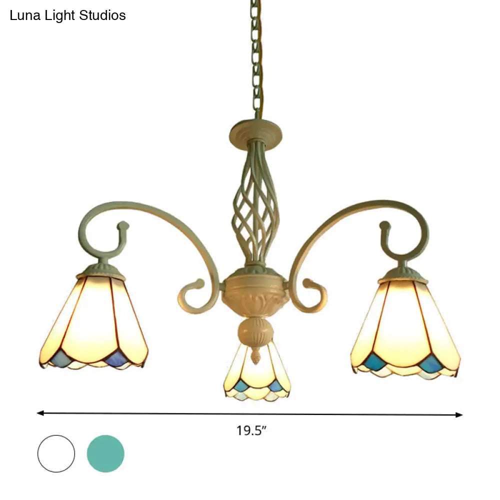 Stylish Arched Chandelier With Tiffany Glass Shades - 5/6/8 Lights For Bedroom Pendant Lighting