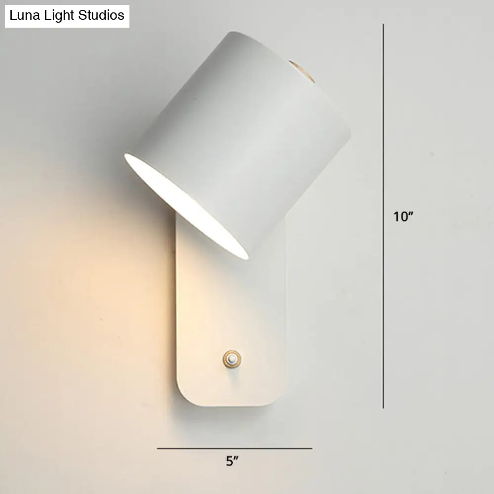 Swivel Cylinder Reading Lamp - Nordic Metal Wall Light With Power Button