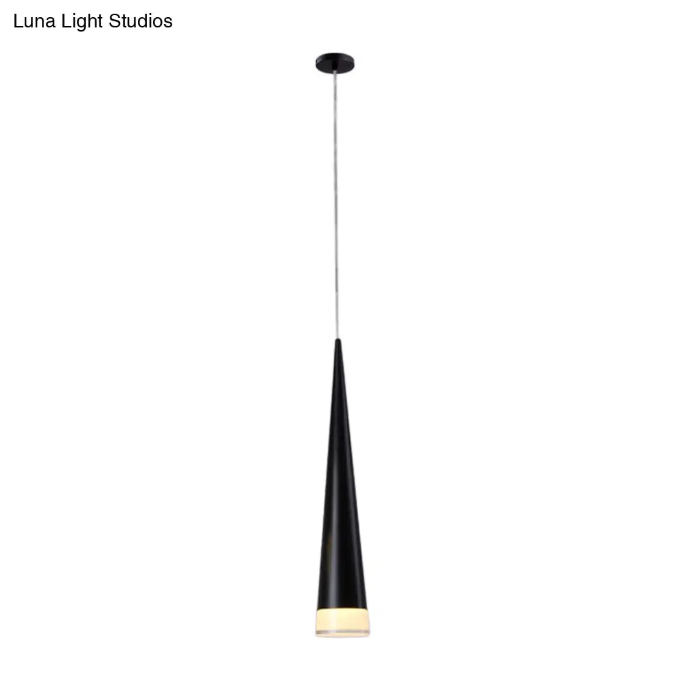 Tapered Hanging Lamp Kit: Simple Metal Black/Silver/Gold Pendant Light In Warm/White/Neutral